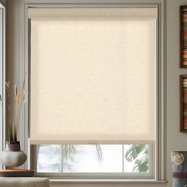 Natural Woven Linen Roller Shades - Image 2