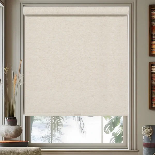 Natural Woven Linen Roller Shades - Image 6