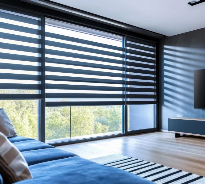 modern-living-room-with-blinds-tv modern-living-room-with-blinds-tv